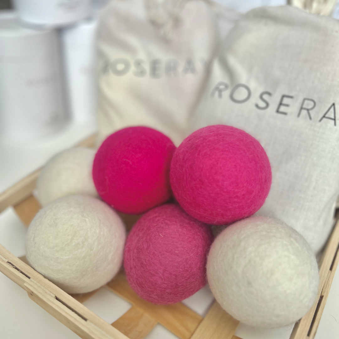 [ROSERAY] 100% Wool Dryer Balls - Pink Trio
